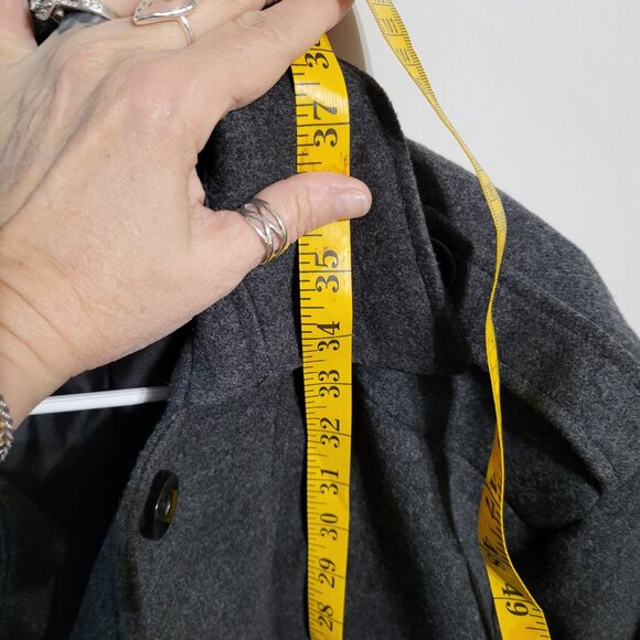 WOMANS HEATHERED GRAY PEACOAT JACKET SZ XL DOUBLE BREASTED - Picture 8 of 8